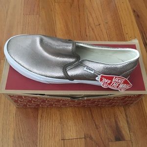 Vans Asher Gold Metallic Slip On Sneakers